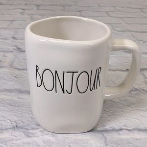 💰Bundle 3/$30 Rae Dunn Bonjour white black coffee tea mug New